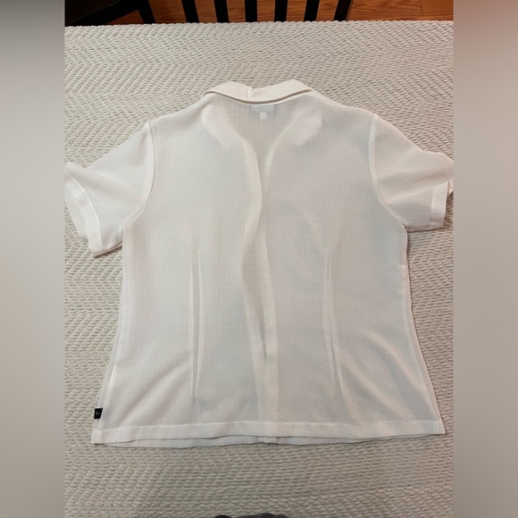 Cottage Core Flowy White Button Up Large - Picture 2 of 5